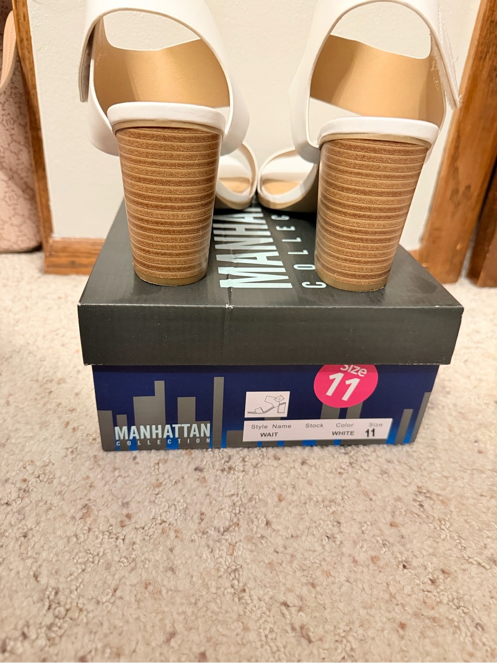 Manhattan Collection White Block Heel Sandals